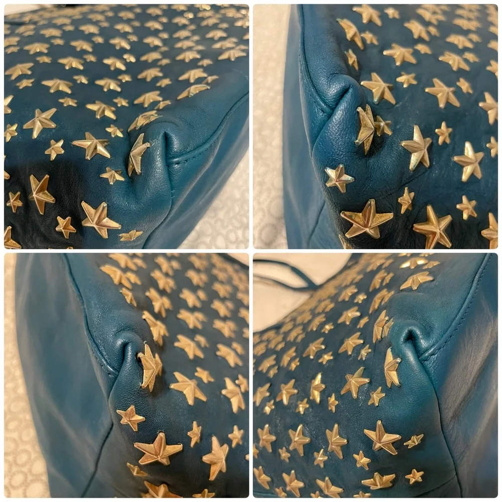 Jimmy Choo Teal Star-Studded Tote